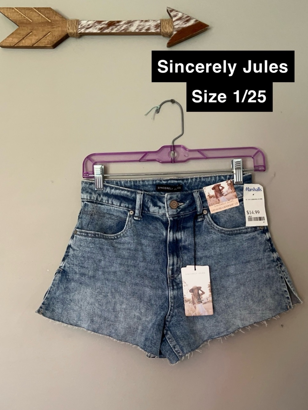 Sincerely Jules Faded Blue High-Rise Distressed Jean Shorts
